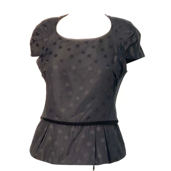 Marc By Marc Jacobs Cotton Silk Polka Dot Velvet Trim Pelpum Top - Picture 1 of 10